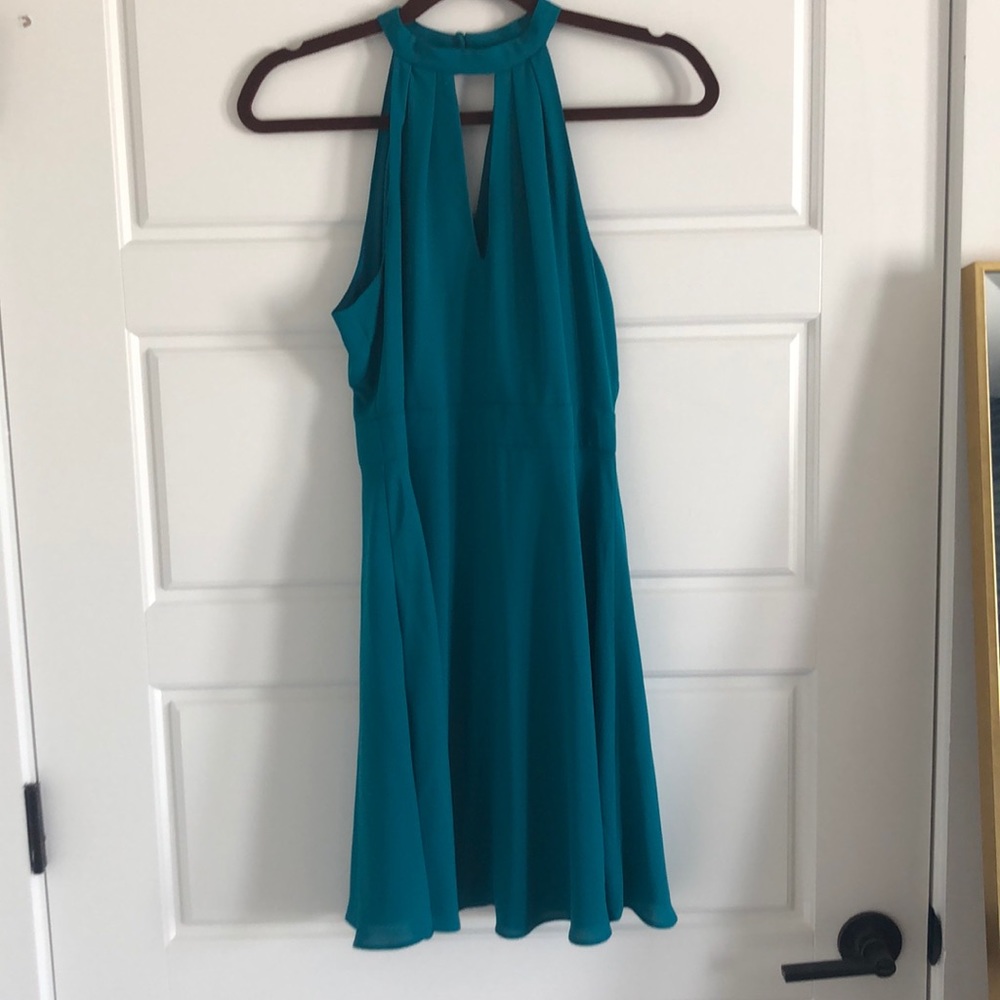Express dress with halter and key hole neckline